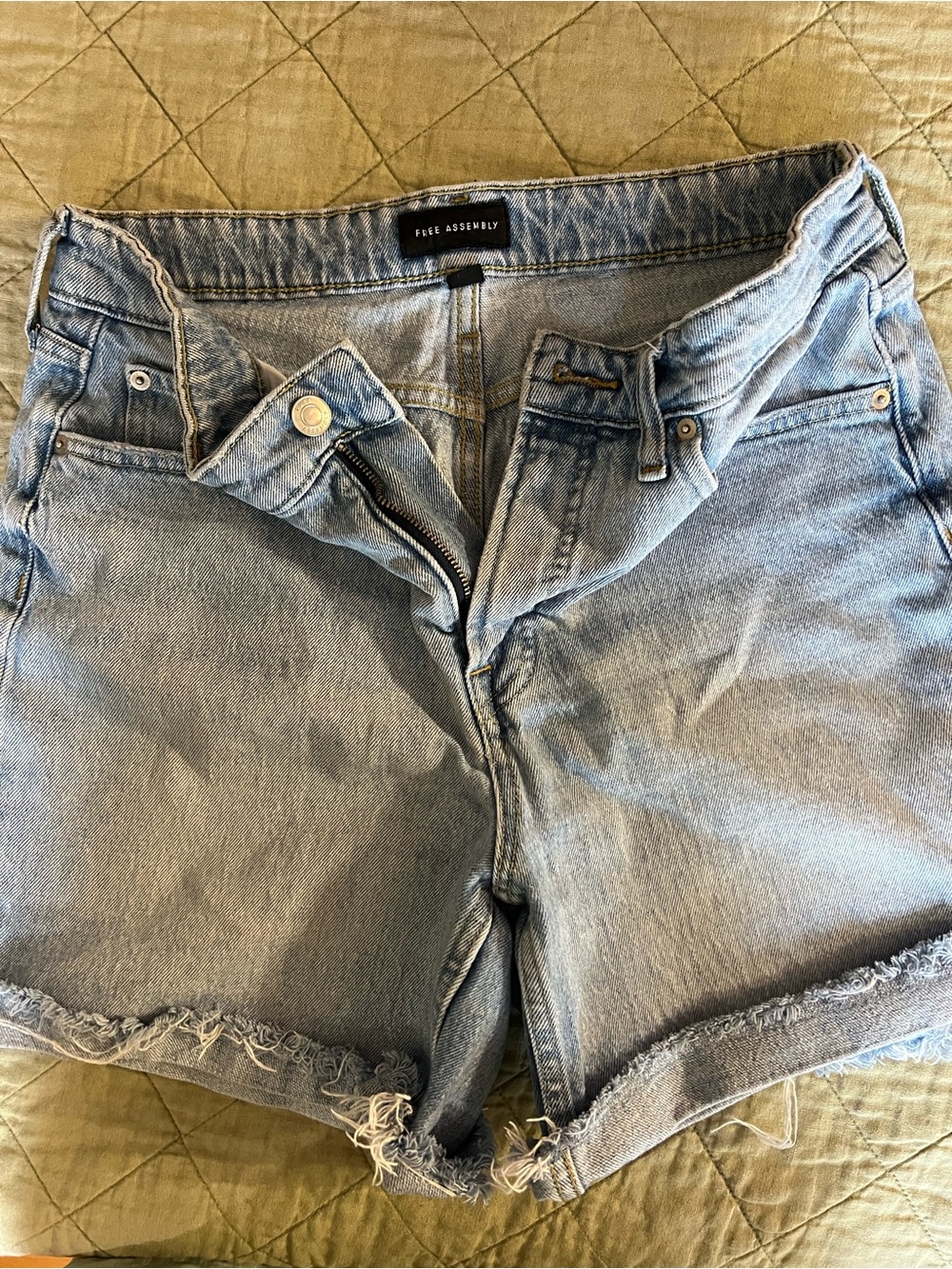 Free Assembly High-Rise Light Blue Denim Cutoff Shorts